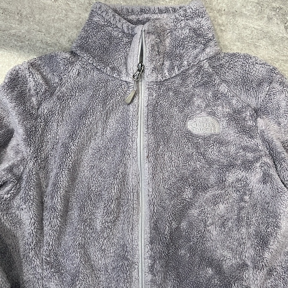 The North Face Womens (M) Gray Fuzzy Fleece Full Zip Teddy Jacket - Picture 2 of 9